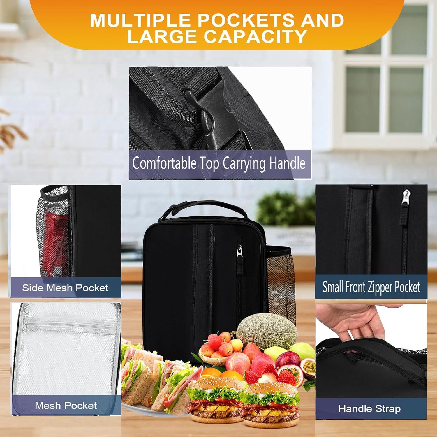 Bolsa de Almuerzo Aislada LUCKY CHERRY Negra 6L Portátil