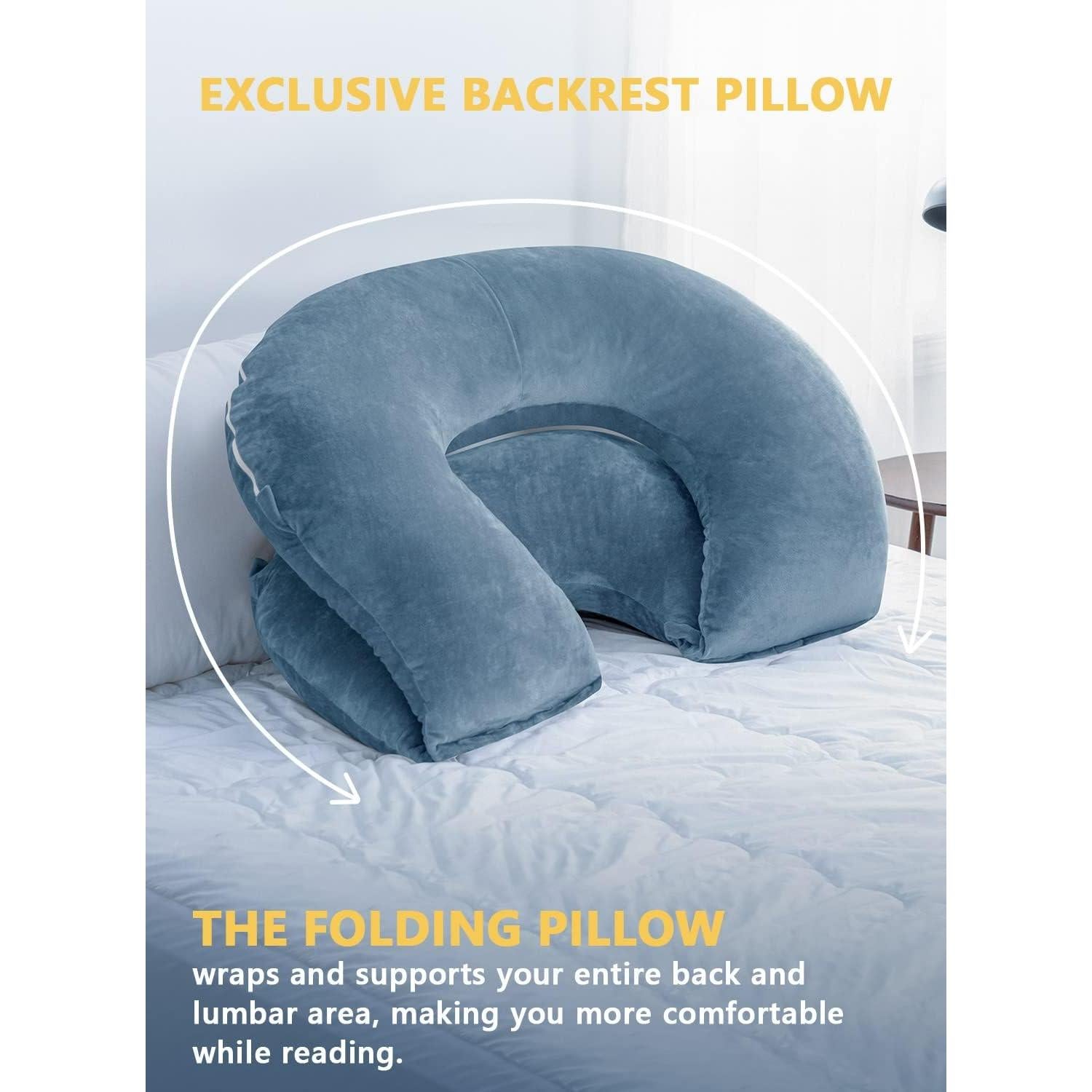 Cojín de Lectura Plegable INSEN, Soporte Completo Azul