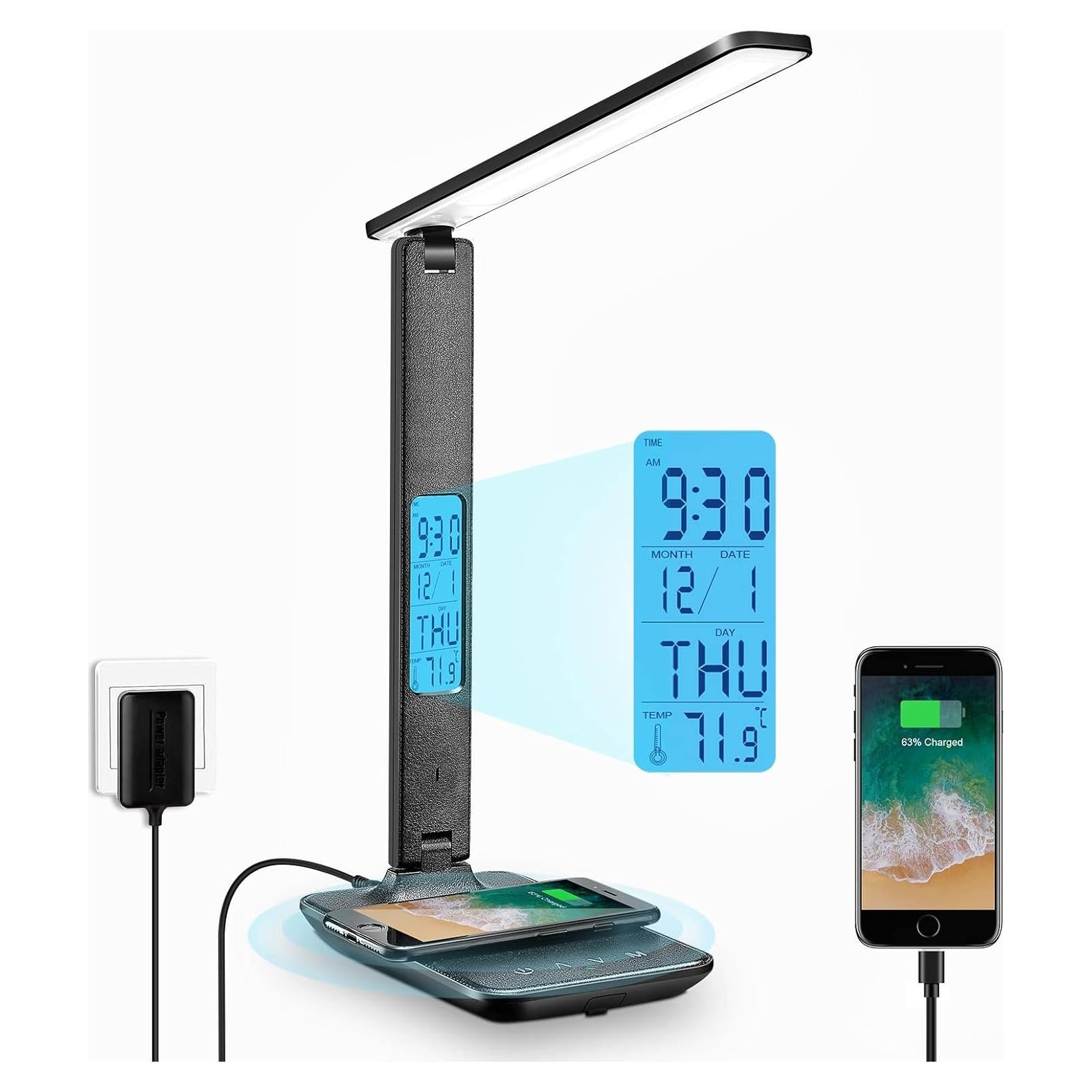 Lámpara de Escritorio LED LAOPAO con Cargador Inalámbrico USB