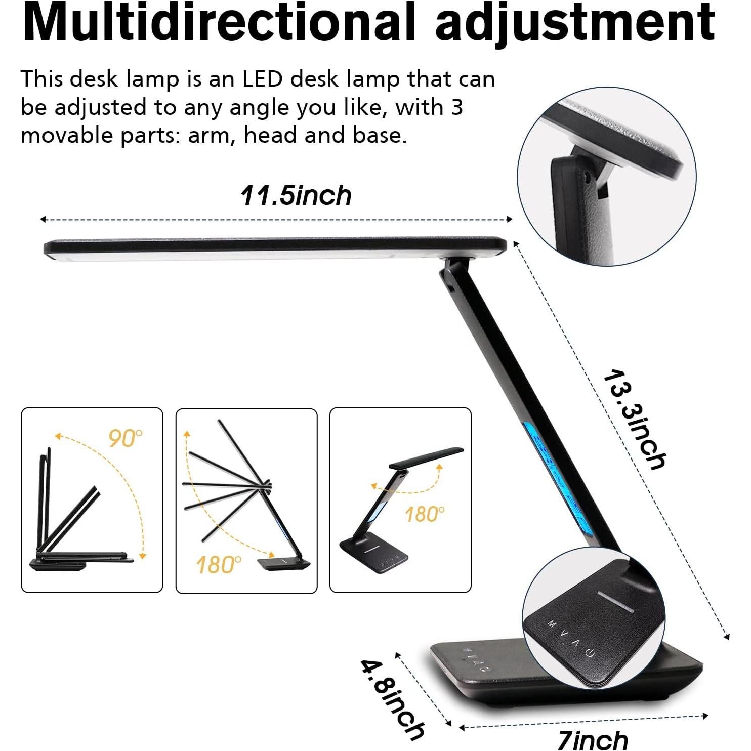 Lámpara de Escritorio LED LAOPAO con Cargador Inalámbrico USB