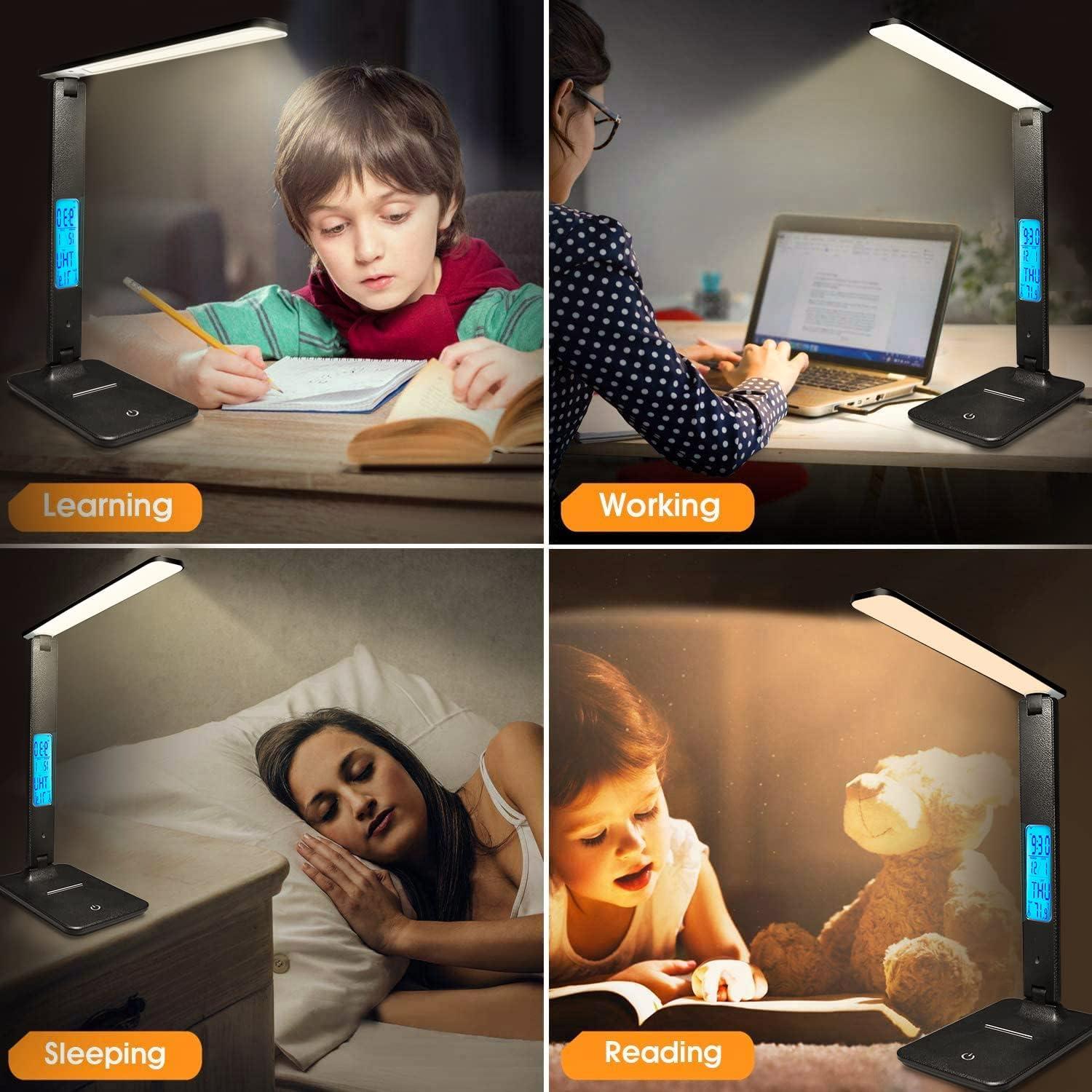 Lámpara de Escritorio LED LAOPAO con Cargador Inalámbrico USB