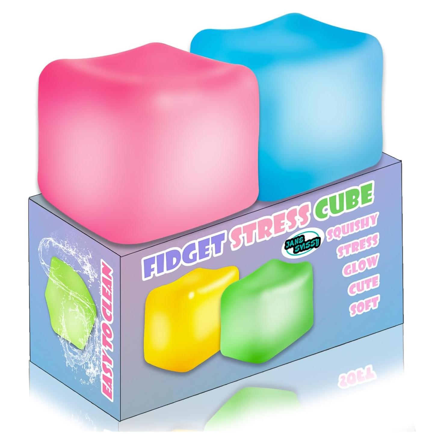 Cubo de Estrés Brillante 2Pcs JANESVISSY Azul y Rosa