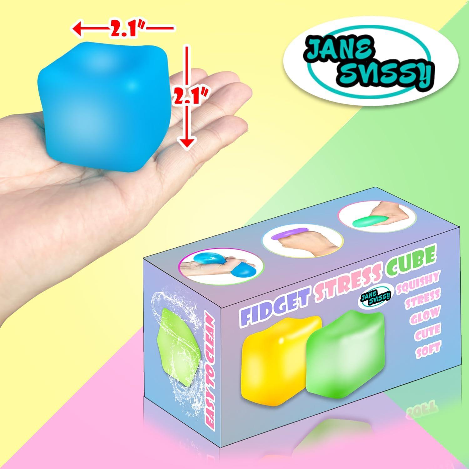 Cubo de Estrés Brillante 2Pcs JANESVISSY Azul y Rosa