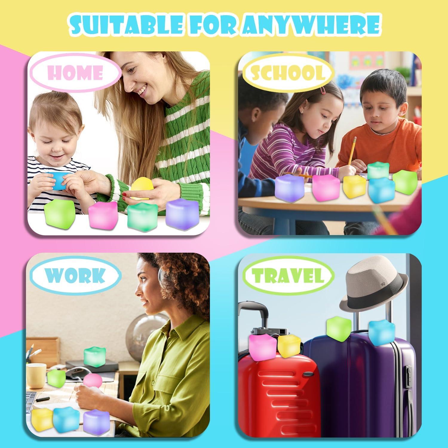 Cubo de Estrés Brillante 2Pcs JANESVISSY Azul y Rosa