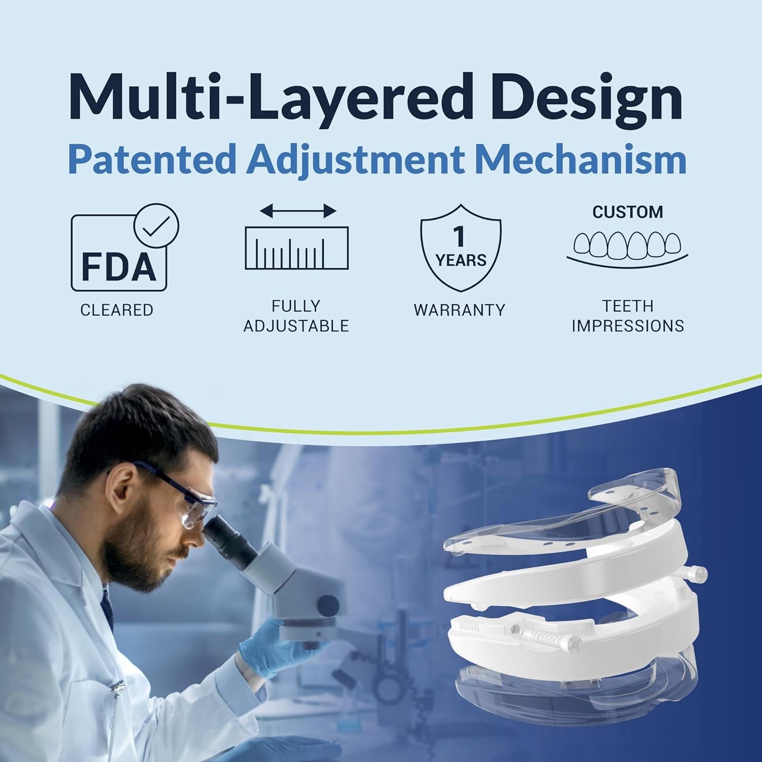 Dispositivo Anti-Ronquidos VitalSleep para Hombre, Ajustable, Hecho en EE. UU.
