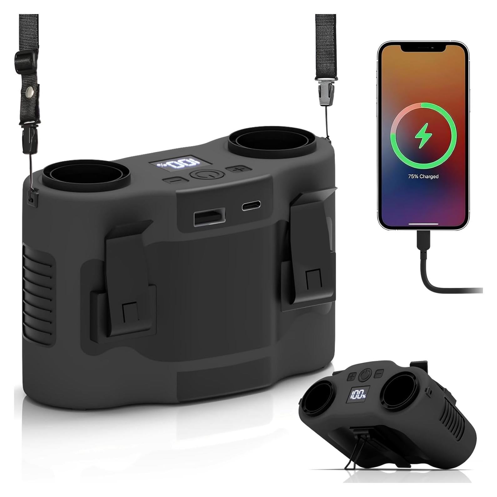 Ventilador Portátil LULEENEMO 20000mAh Clip-On 5 Velocidades