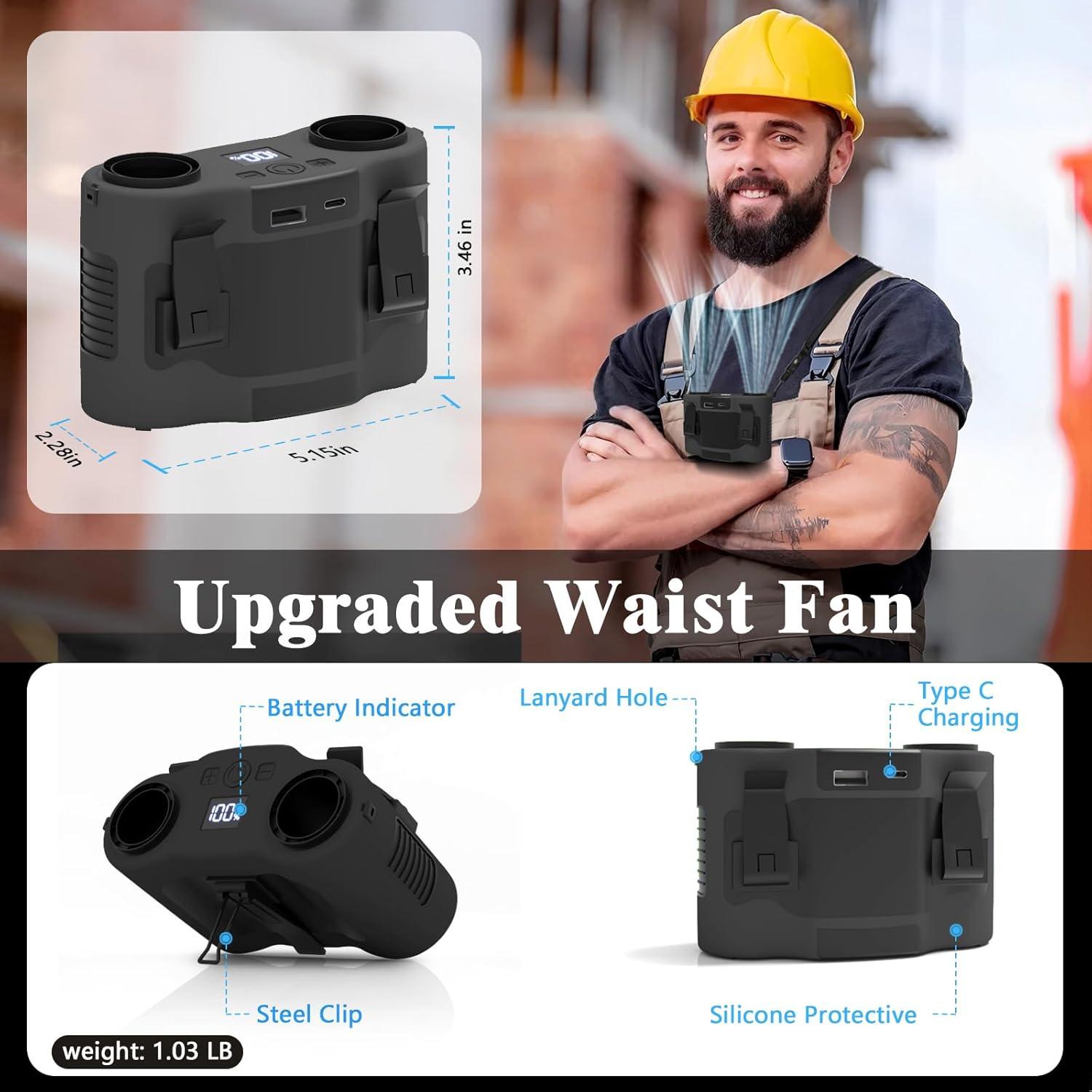 Ventilador Portátil LULEENEMO 20000mAh Clip-On 5 Velocidades