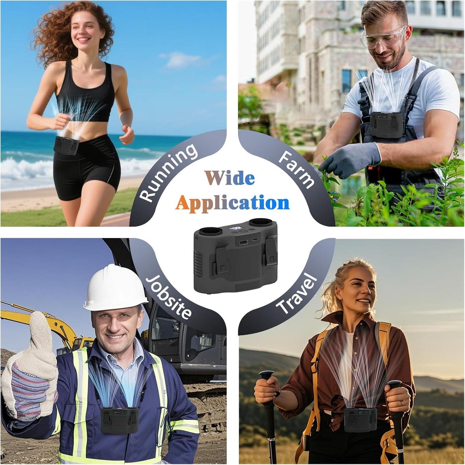 Ventilador Portátil LULEENEMO 20000mAh Clip-On 5 Velocidades