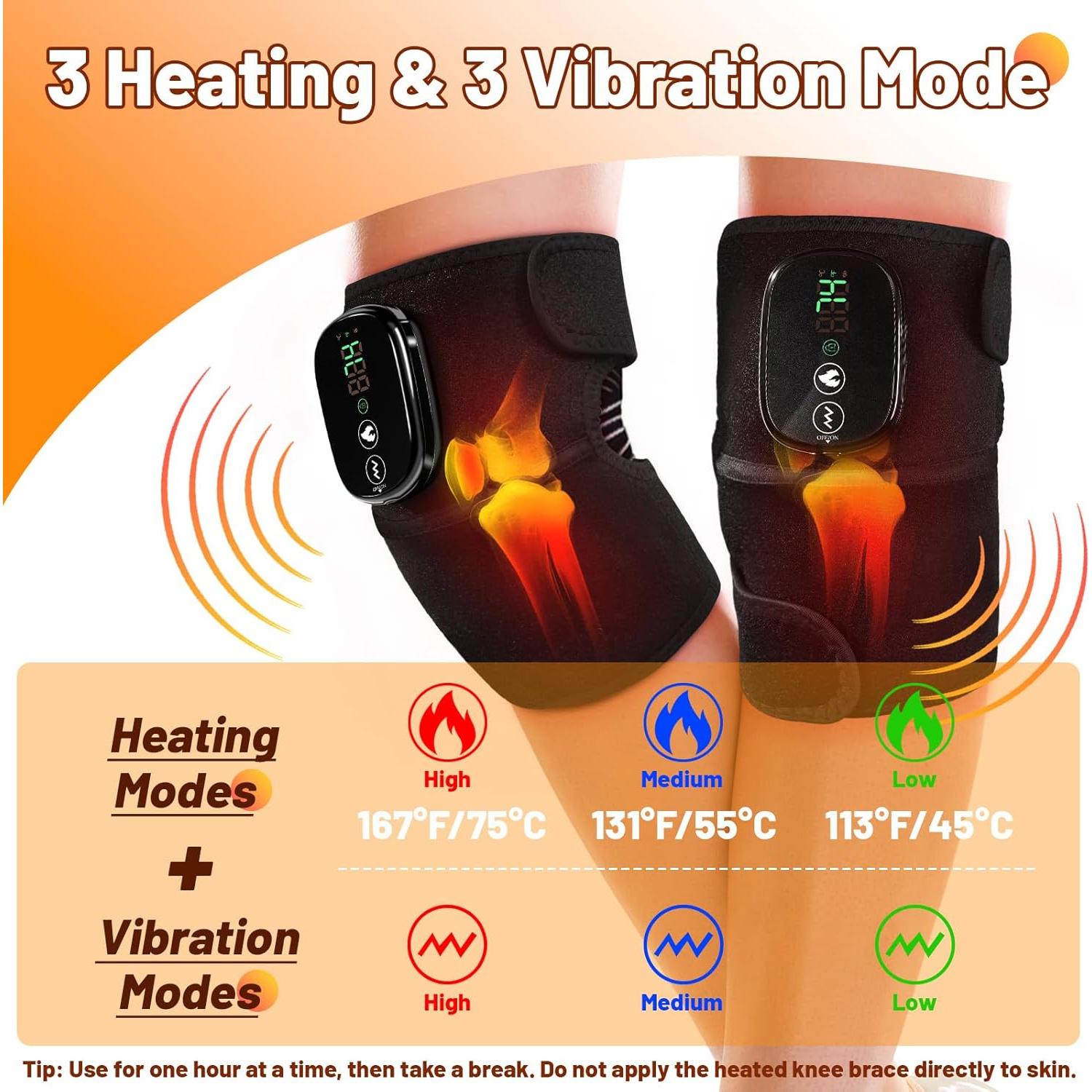 Masajeador de Rodilla Calentado LANGSKIP'S 3 en 1 Inalámbrico