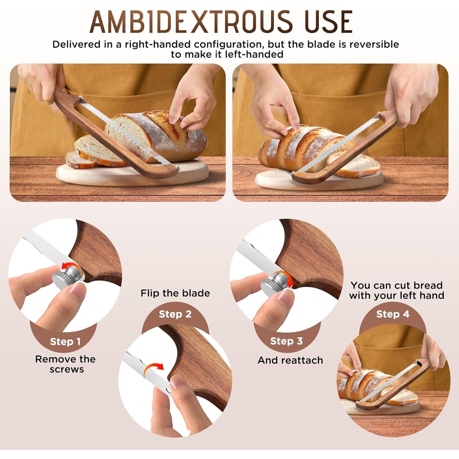Cortador de Pan Yunlihua de Madera de Acacia 27 cm