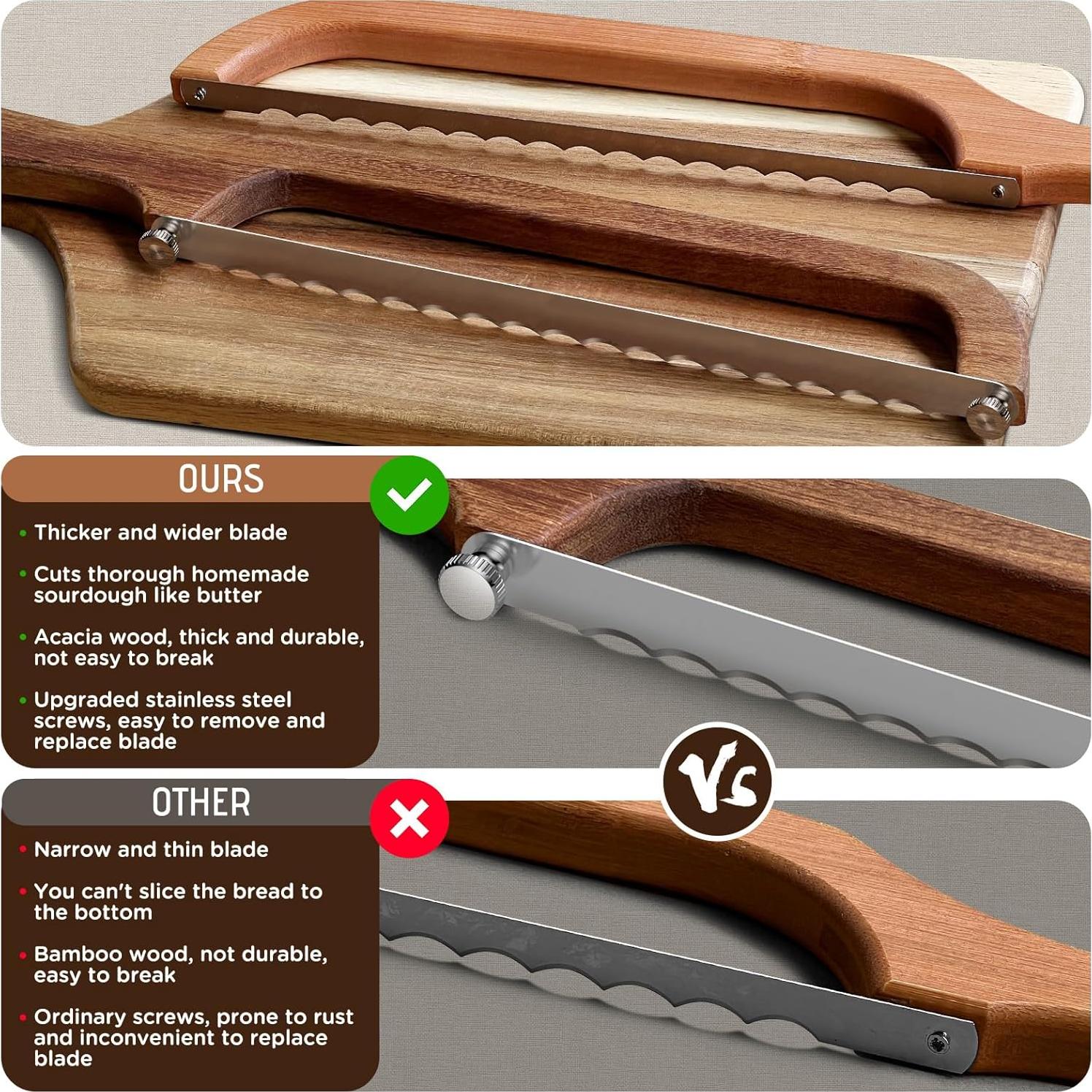 Cortador de Pan Yunlihua de Madera de Acacia 27 cm