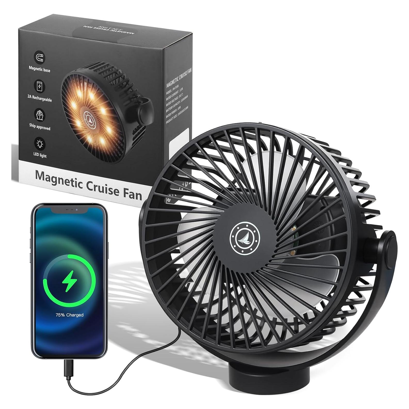 Ventilador de Crucero Magnético Fanopera 12000mAh 3 Velocidades