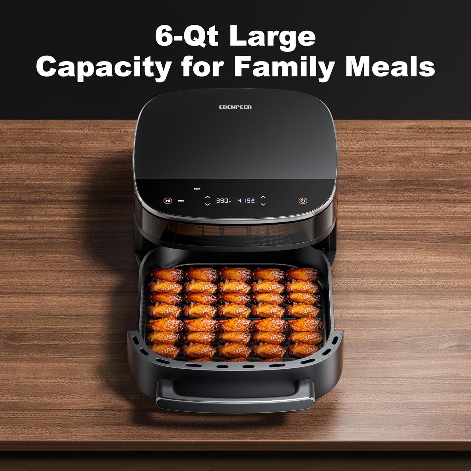 Freidora de Aire EDENPEER 6 QT Acero Inoxidable 11 en 1