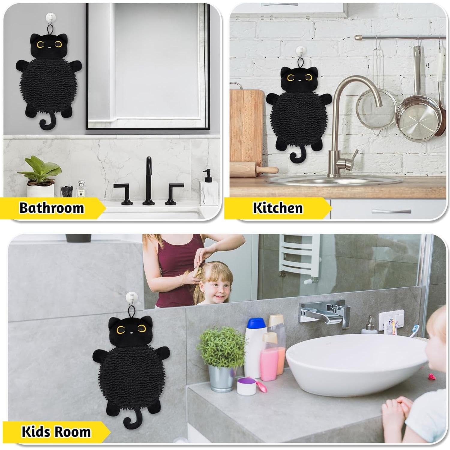 Toalla de Mano de Gato JEROKUMI Chenille 20x46 cm Absorbente