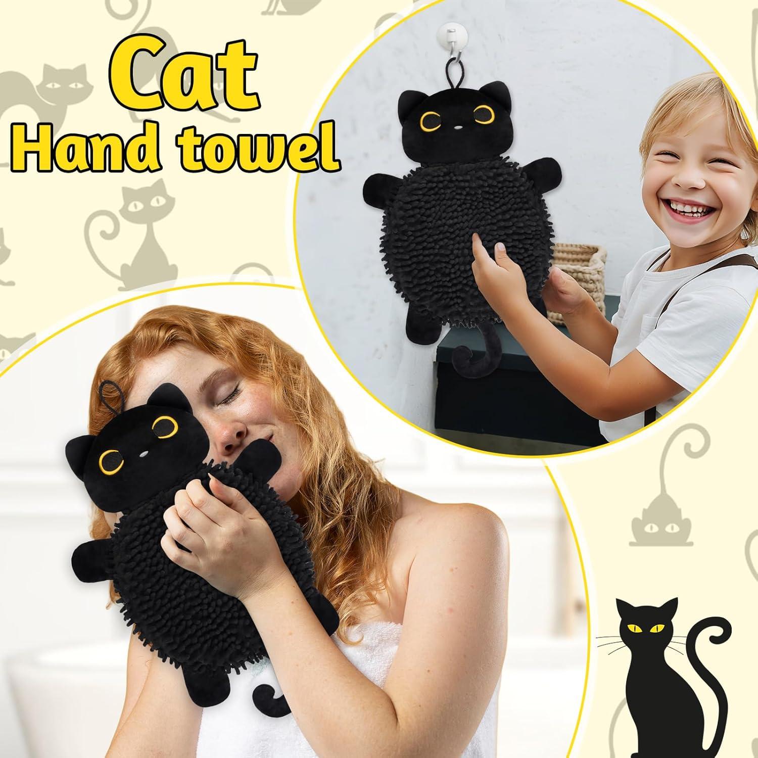 Toalla de Mano de Gato JEROKUMI Chenille 20x46 cm Absorbente