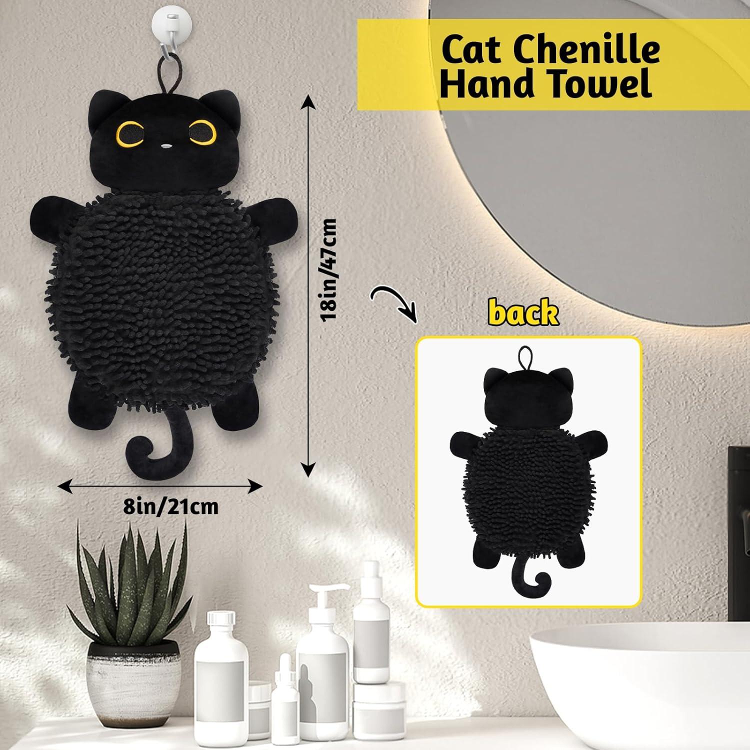 Toalla de Mano de Gato JEROKUMI Chenille 20x46 cm Absorbente