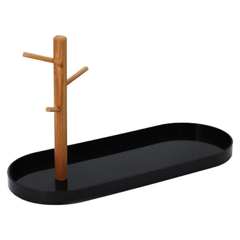 Bandeja de Joyería Shinpuru Ovalada Negra con Organizador Colgante