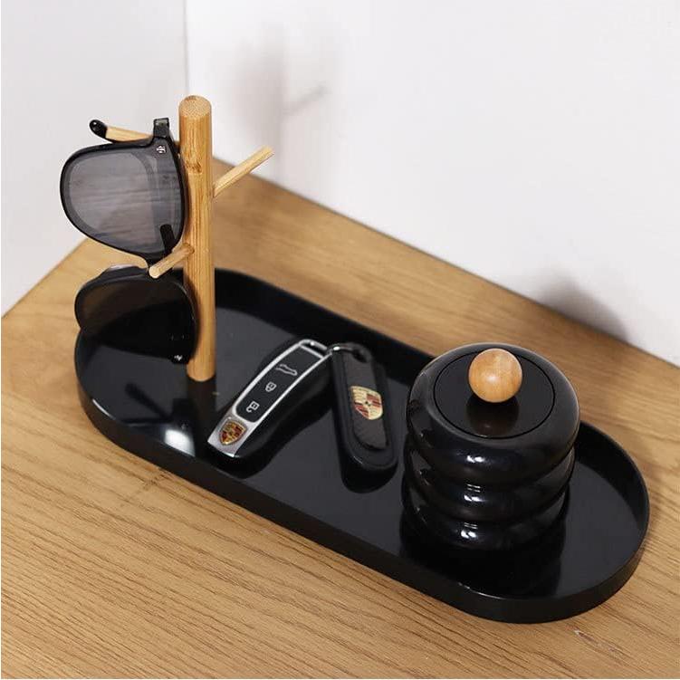 Bandeja de Joyería Shinpuru Ovalada Negra con Organizador Colgante