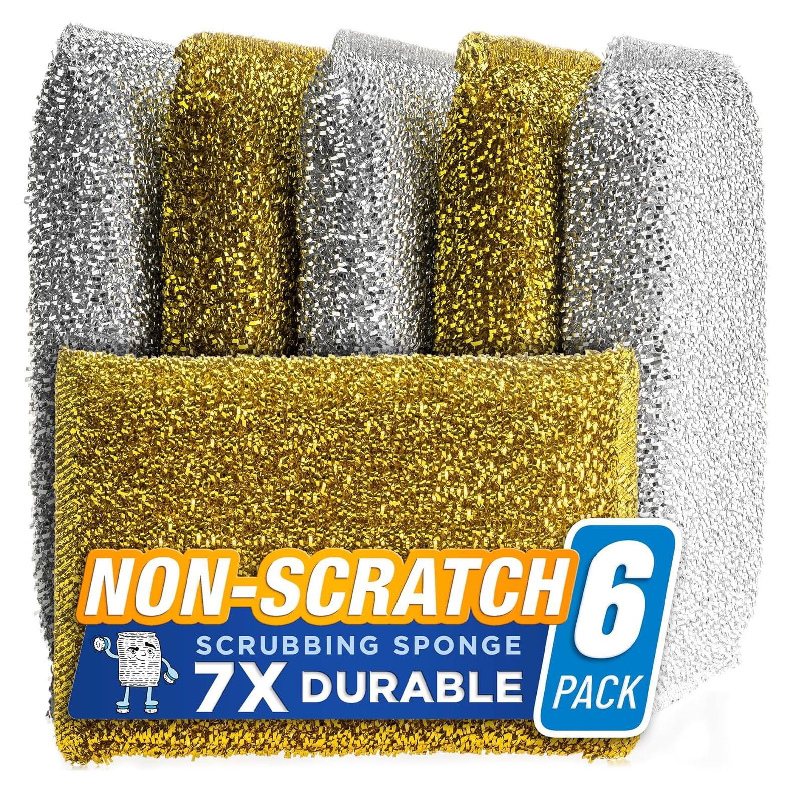 Esponjas de Fregar SmokEase - Sin Rayones, 6 Piezas Oro y Plata