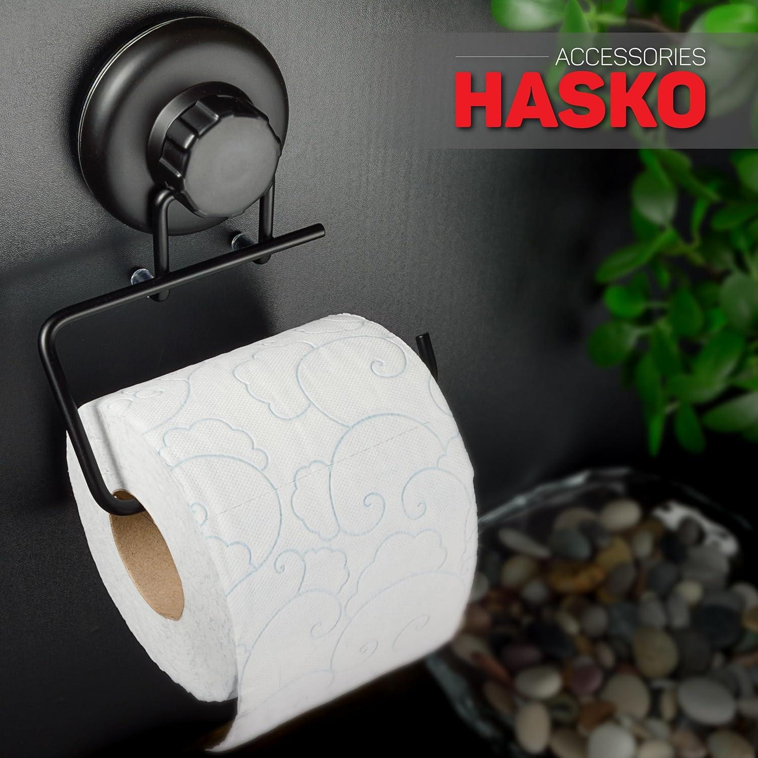 Soporte de Papel Higiénico HASKO Negro Acero Inoxidable Ventosa