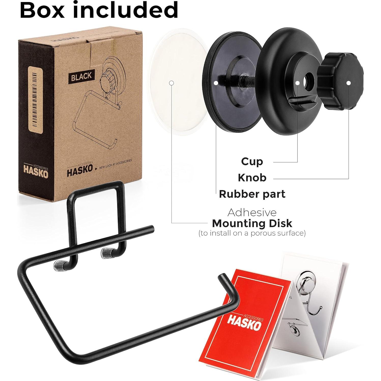 Soporte de Papel Higiénico HASKO Negro Acero Inoxidable Ventosa