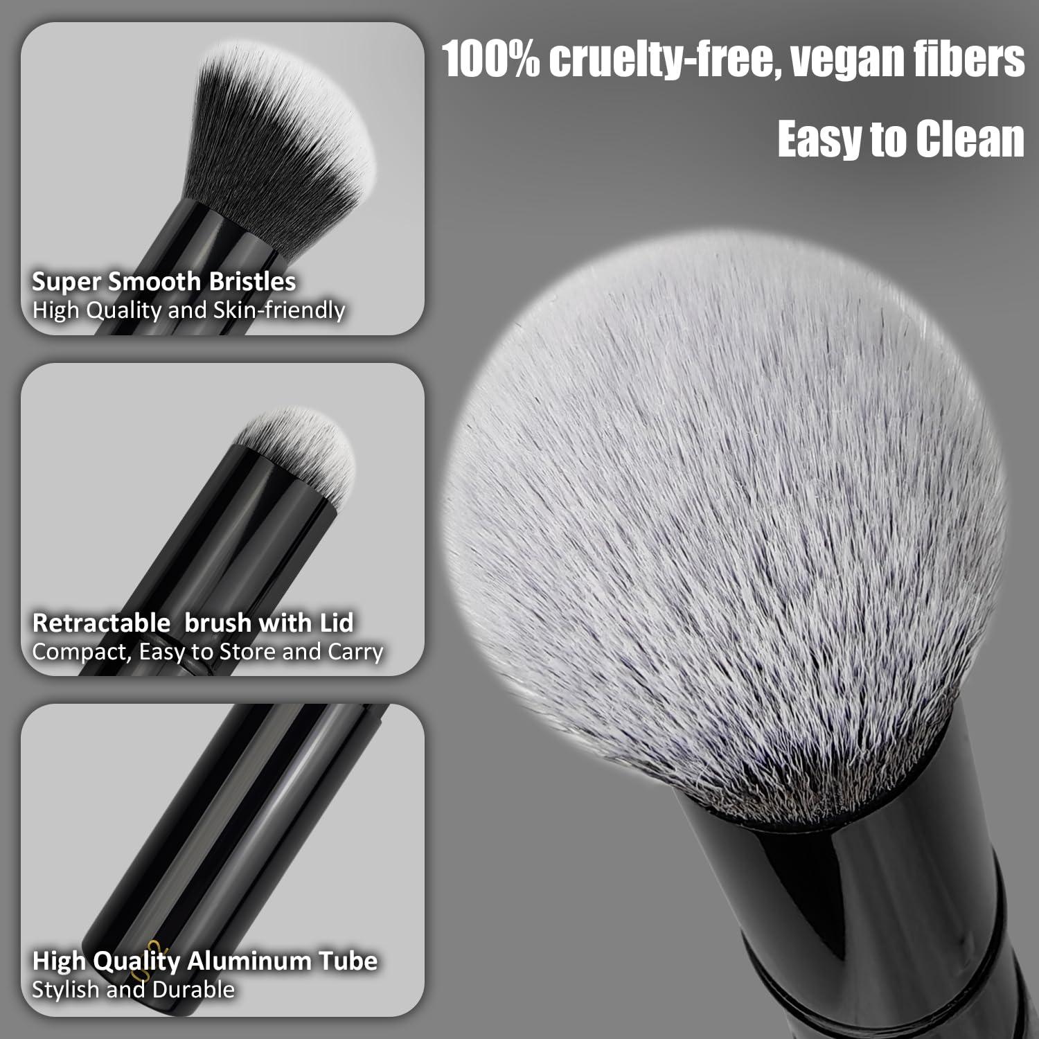 Brochas de Maquillaje Kabuki Retráctiles JILIER 2 Pcs