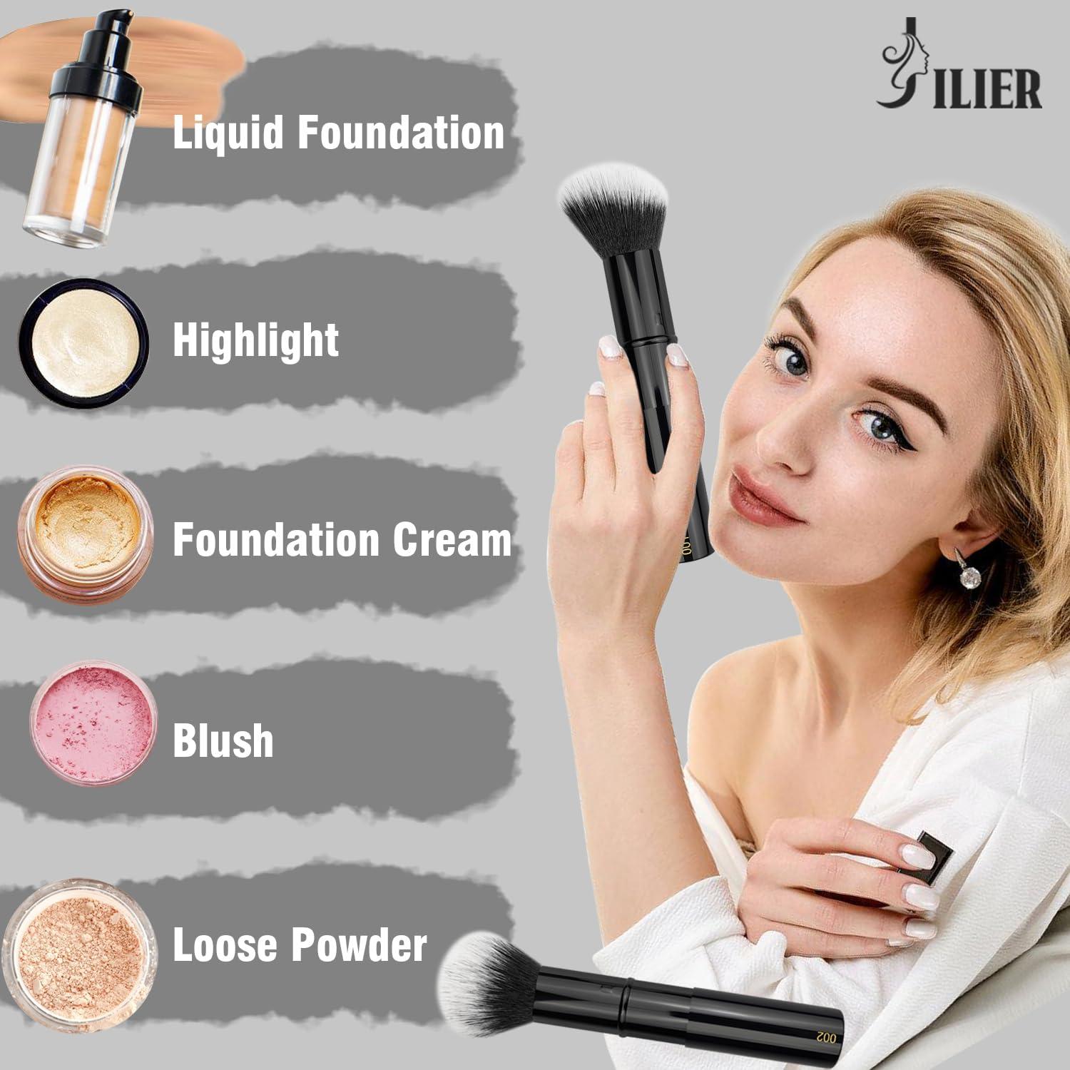 Brochas de Maquillaje Kabuki Retráctiles JILIER 2 Pcs