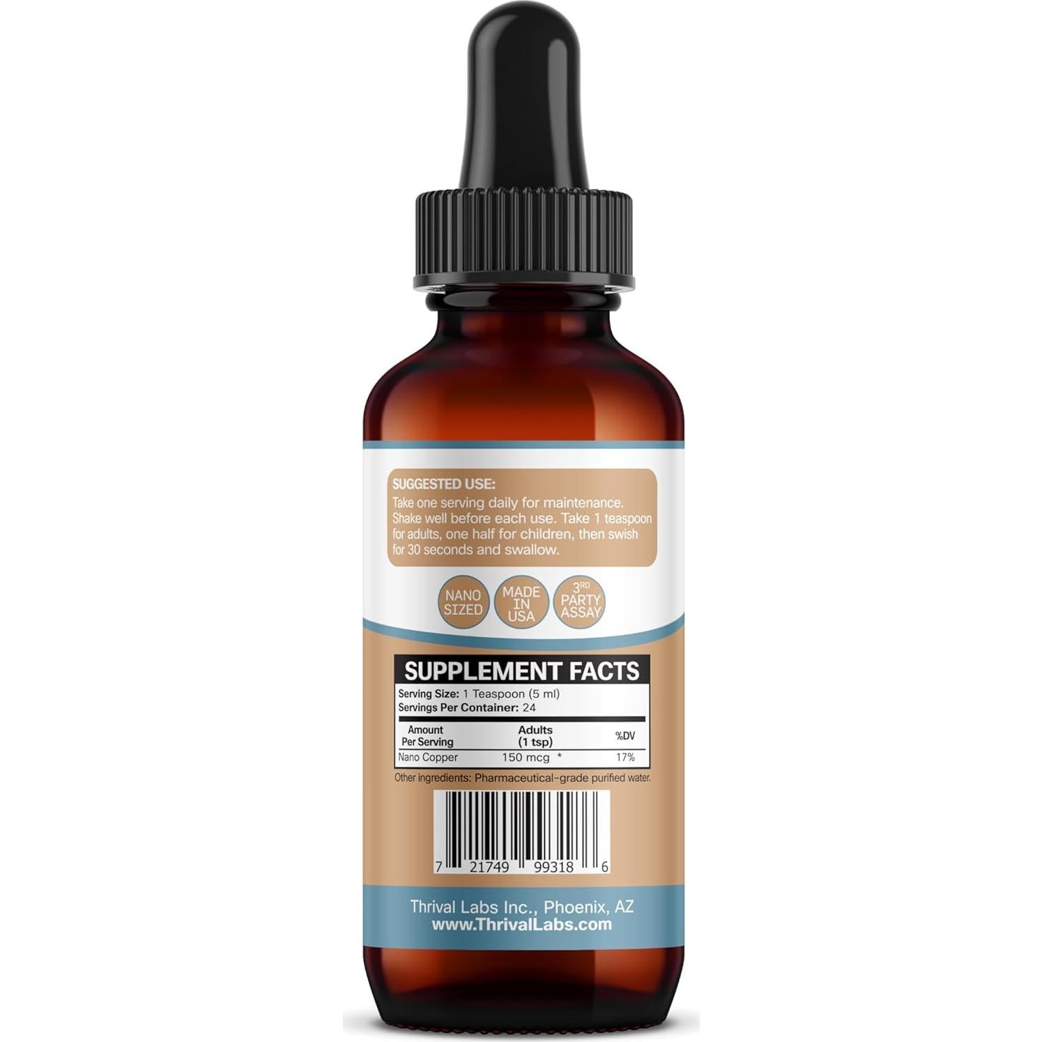 Cobre Coloidal Iónico 30 PPM Thrival Labs 118.29 ml