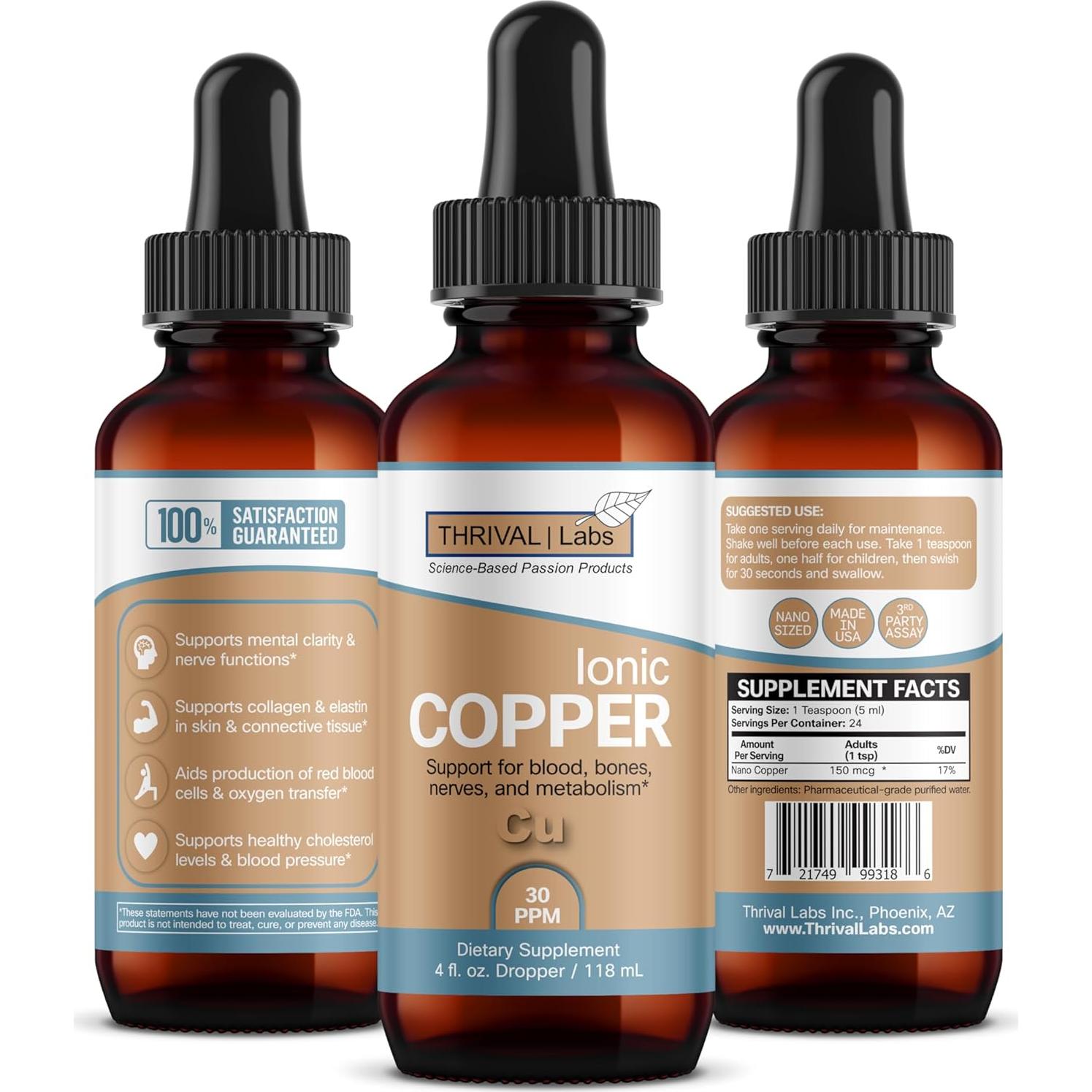 Cobre Coloidal Iónico 30 PPM Thrival Labs 118.29 ml
