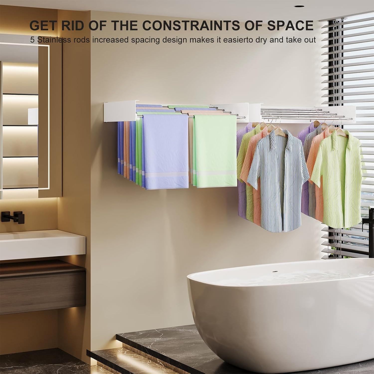 Estante de Secado Plegable WAVETOKA 80 cm Acero Inoxidable Blanco