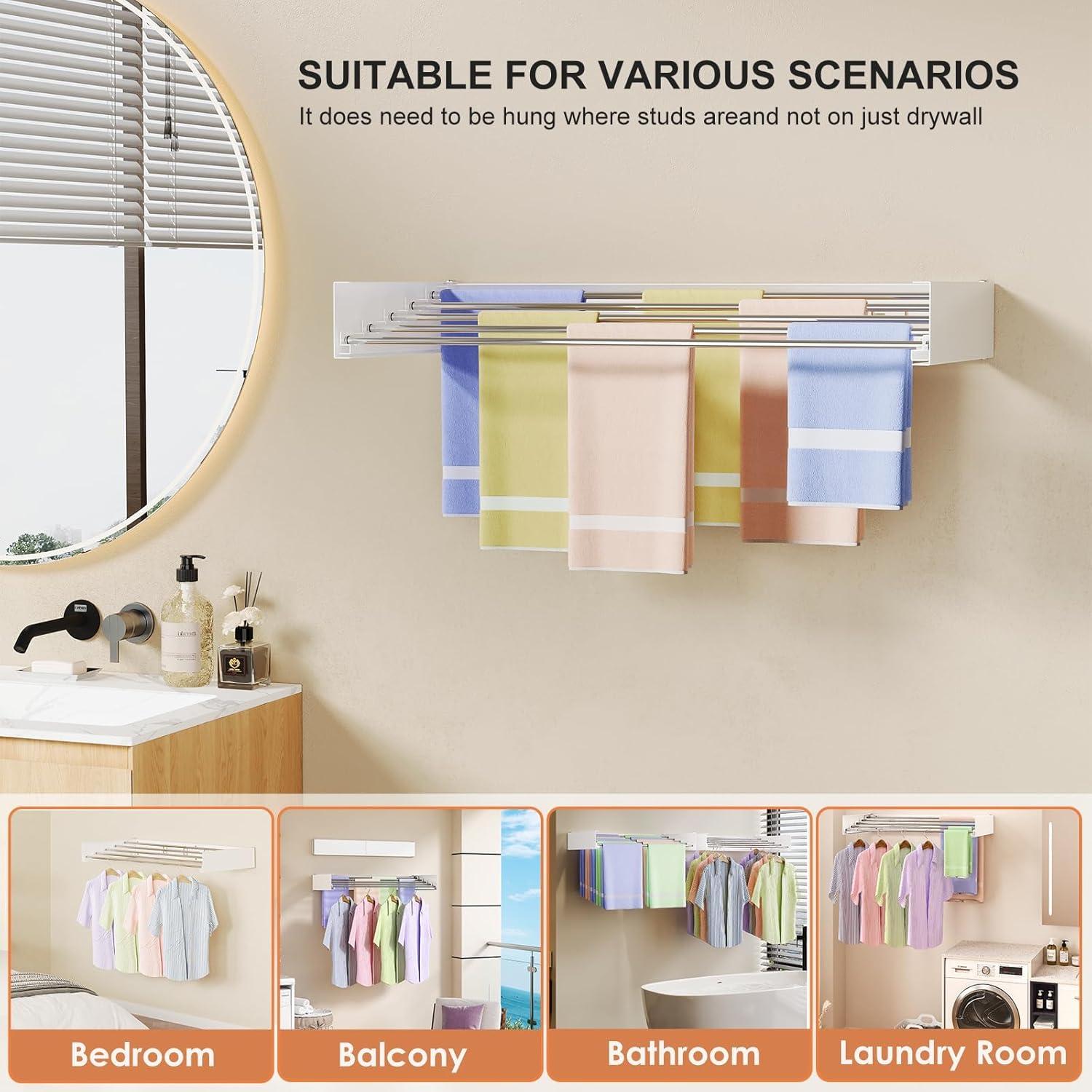 Estante de Secado Plegable WAVETOKA 80 cm Acero Inoxidable Blanco