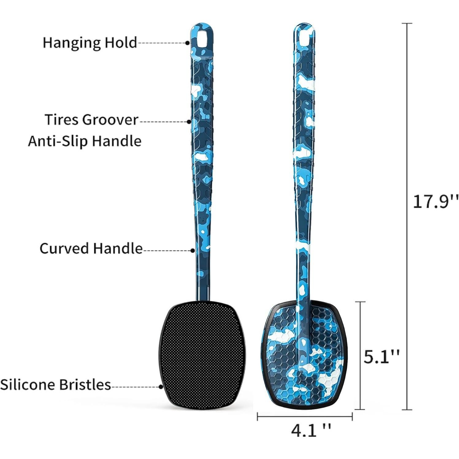 Exfoliador de Espalda de Silicona ZEOMLON Azul Camo 45.5 cm