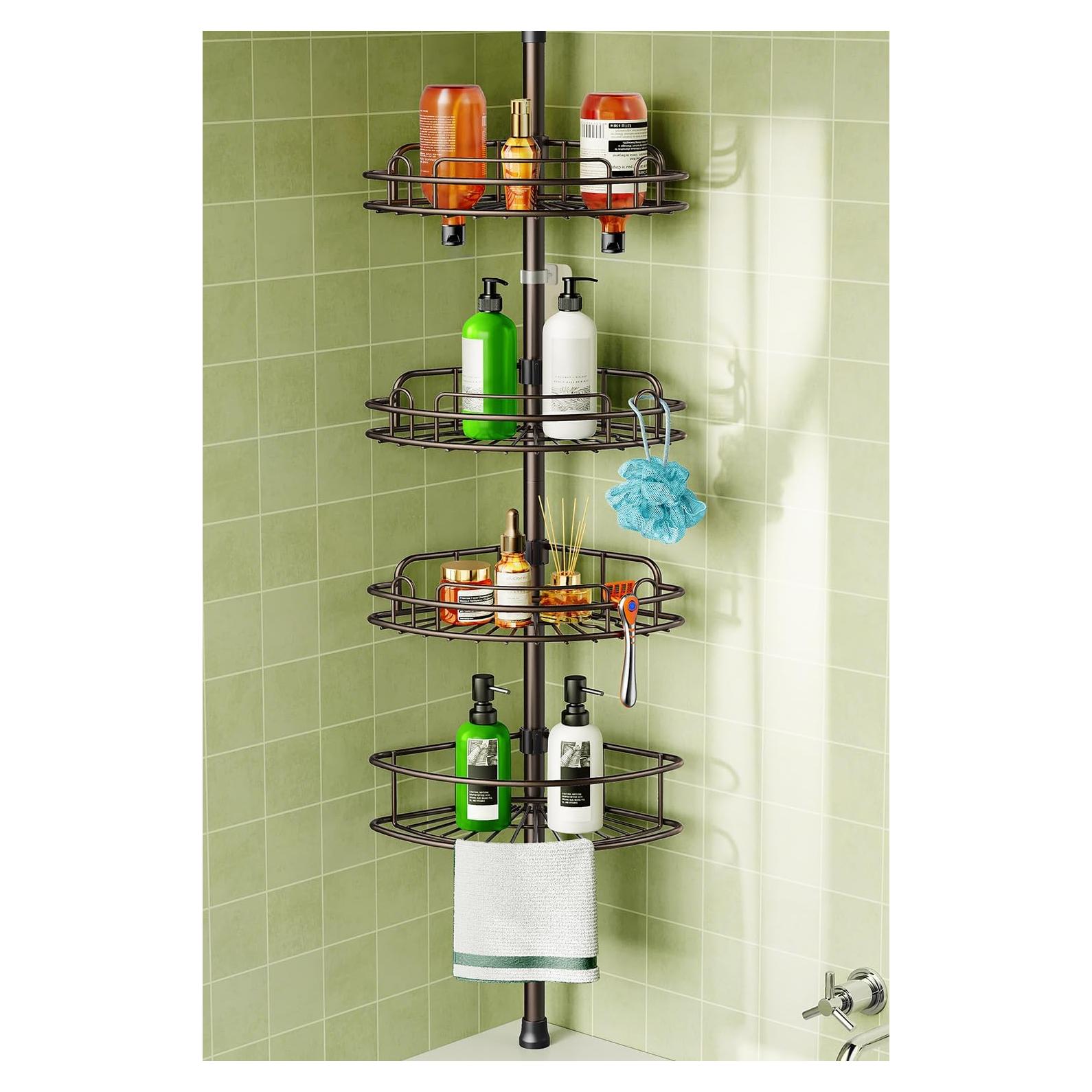 Caddy de Ducha de Esquina HAMITOR Ajustable 4 Niveles Bronce