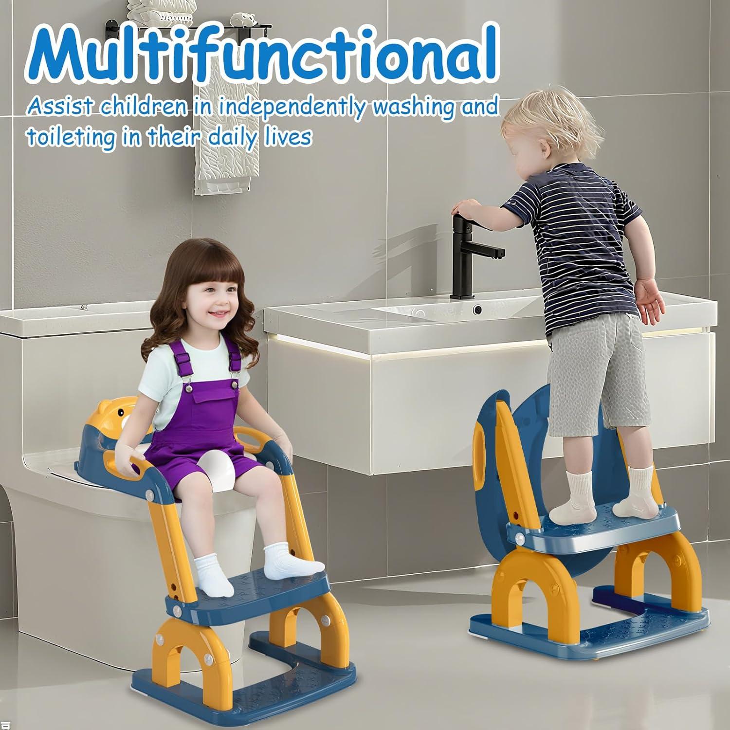 Asiento de Entrenamiento para Baño Kimitimi 2-en-1 Azul Oscuro