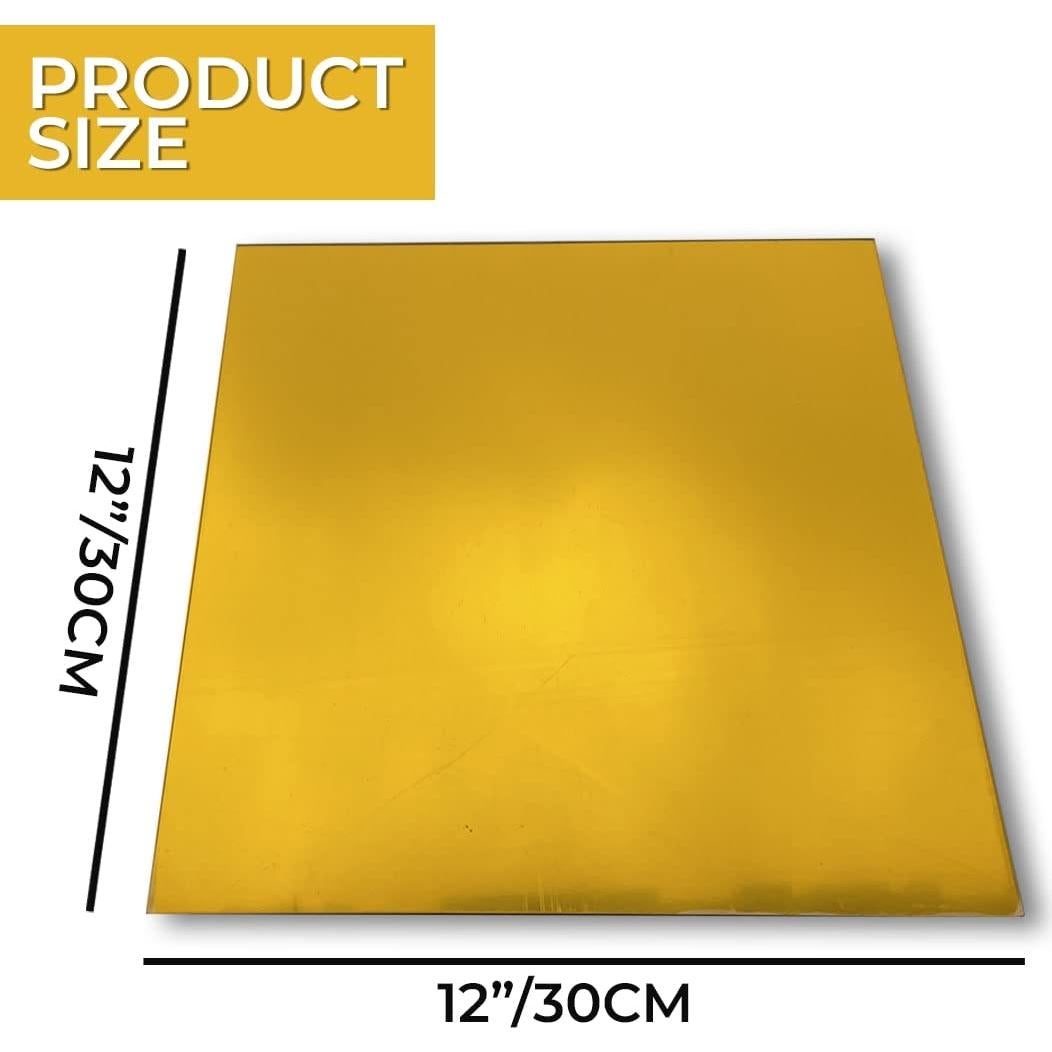 2 Piezas Hoja de Espejo Acrílico Dorado YARRD 30x30 cm