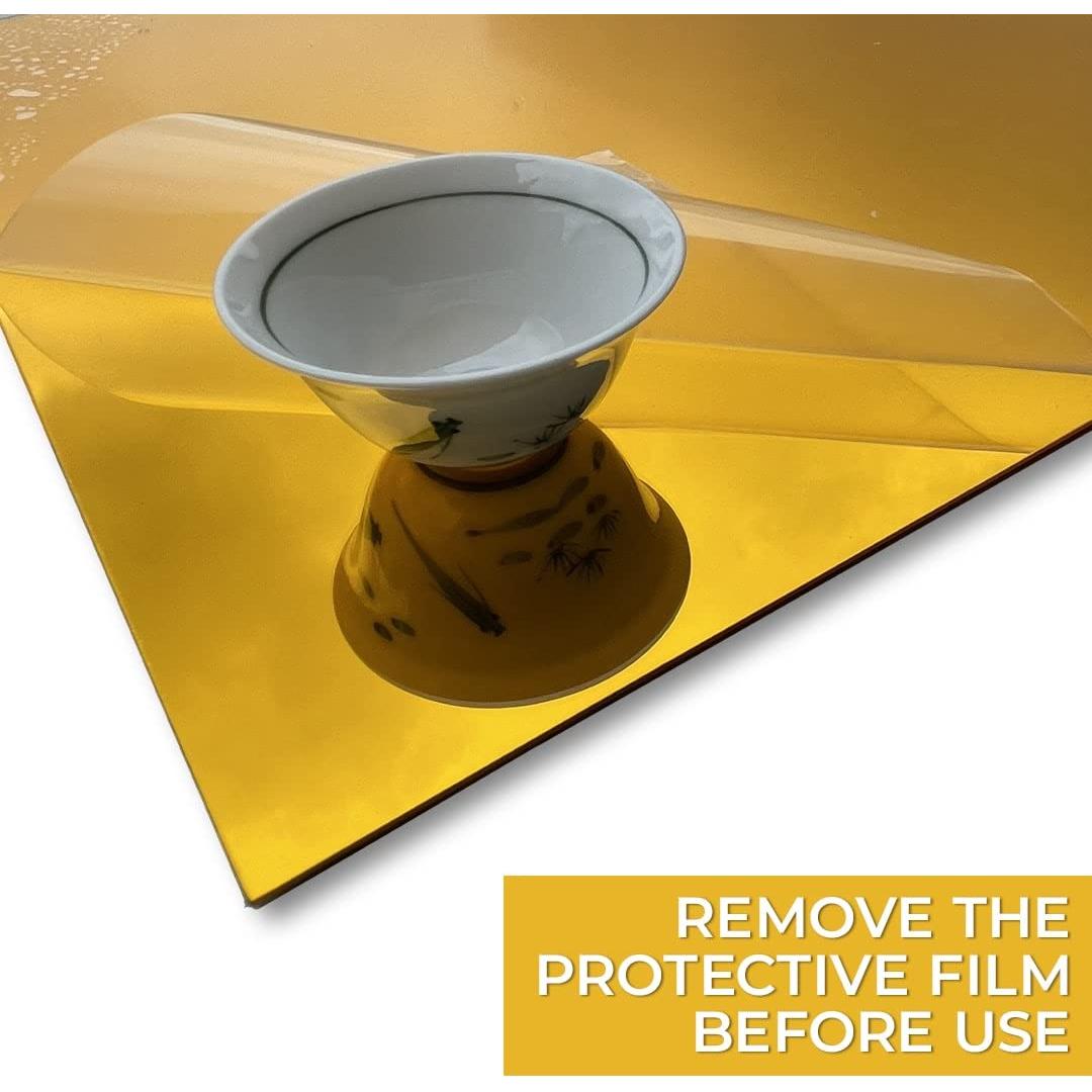 2 Piezas Hoja de Espejo Acrílico Dorado YARRD 30x30 cm