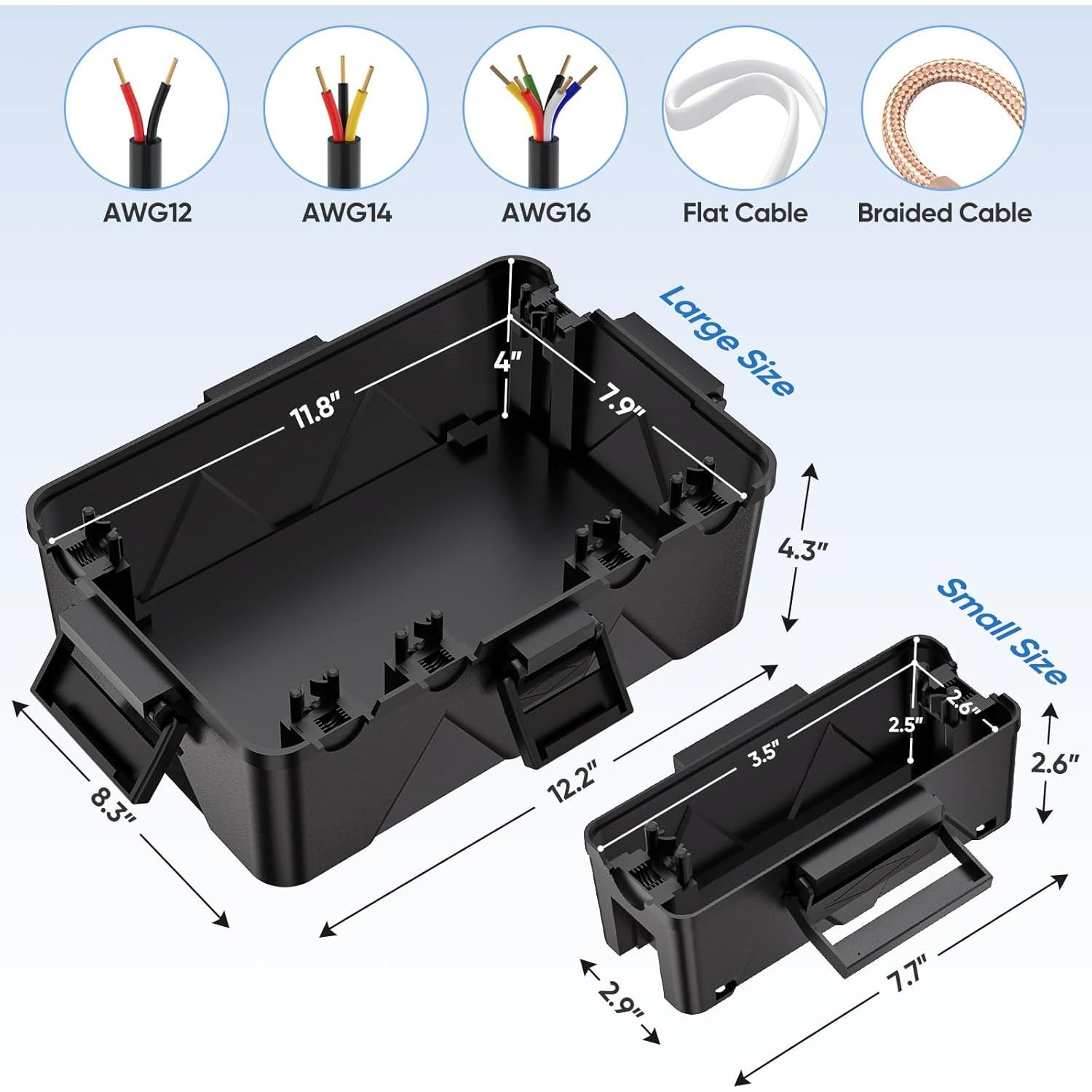 Caja Eléctrica Exterior TICONN IP54 Protección Agua Negro Pequeña