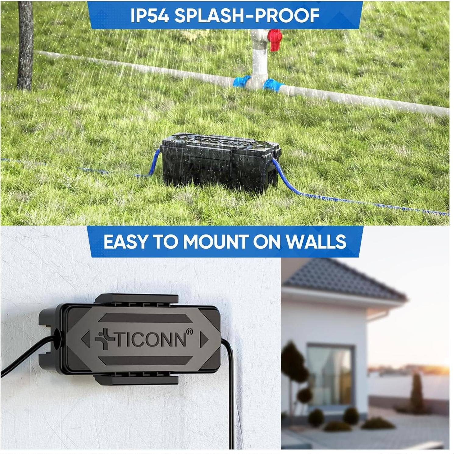 Caja Eléctrica Exterior TICONN IP54 Protección Agua Negro Pequeña