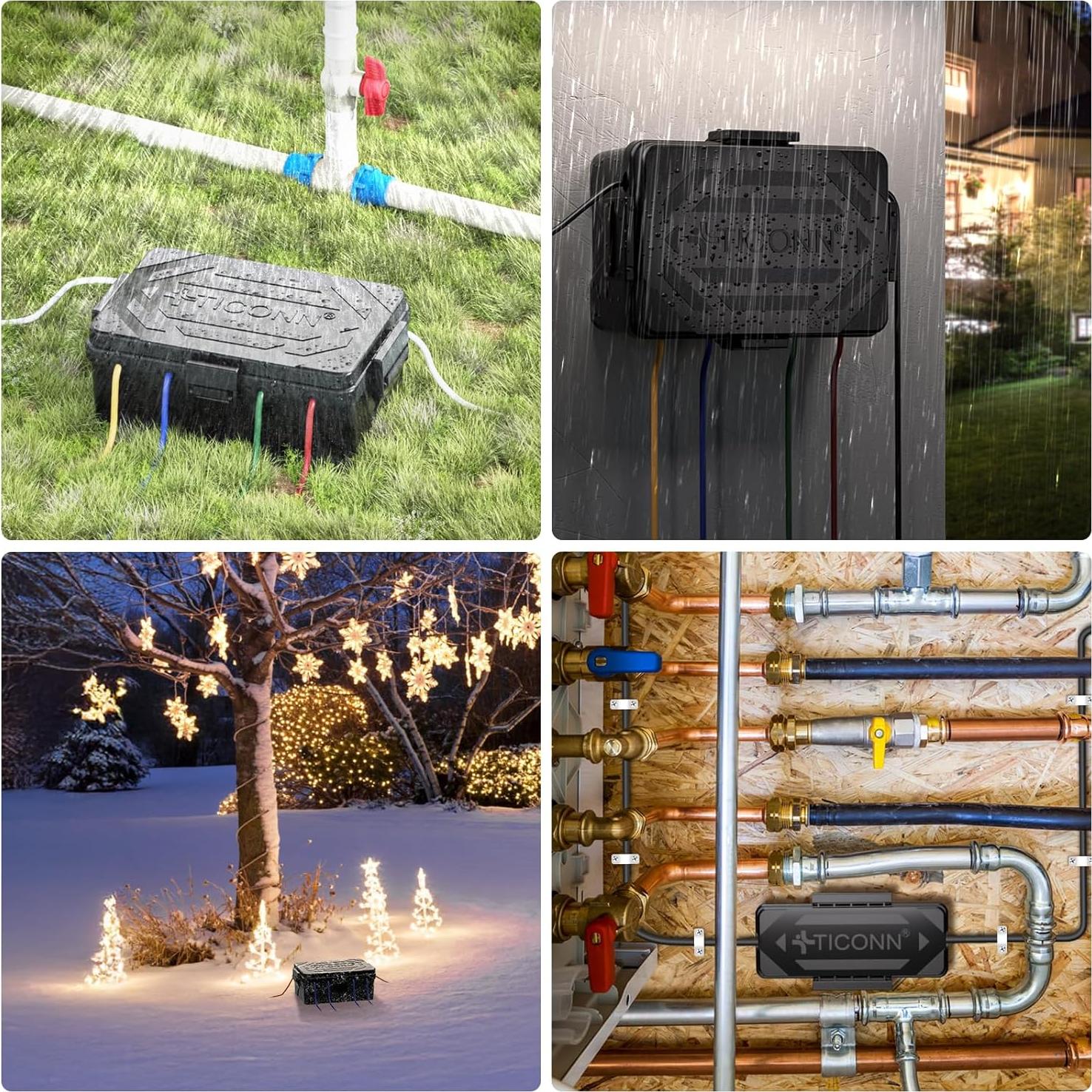 Caja Eléctrica Exterior TICONN IP54 Protección Agua Negro Pequeña