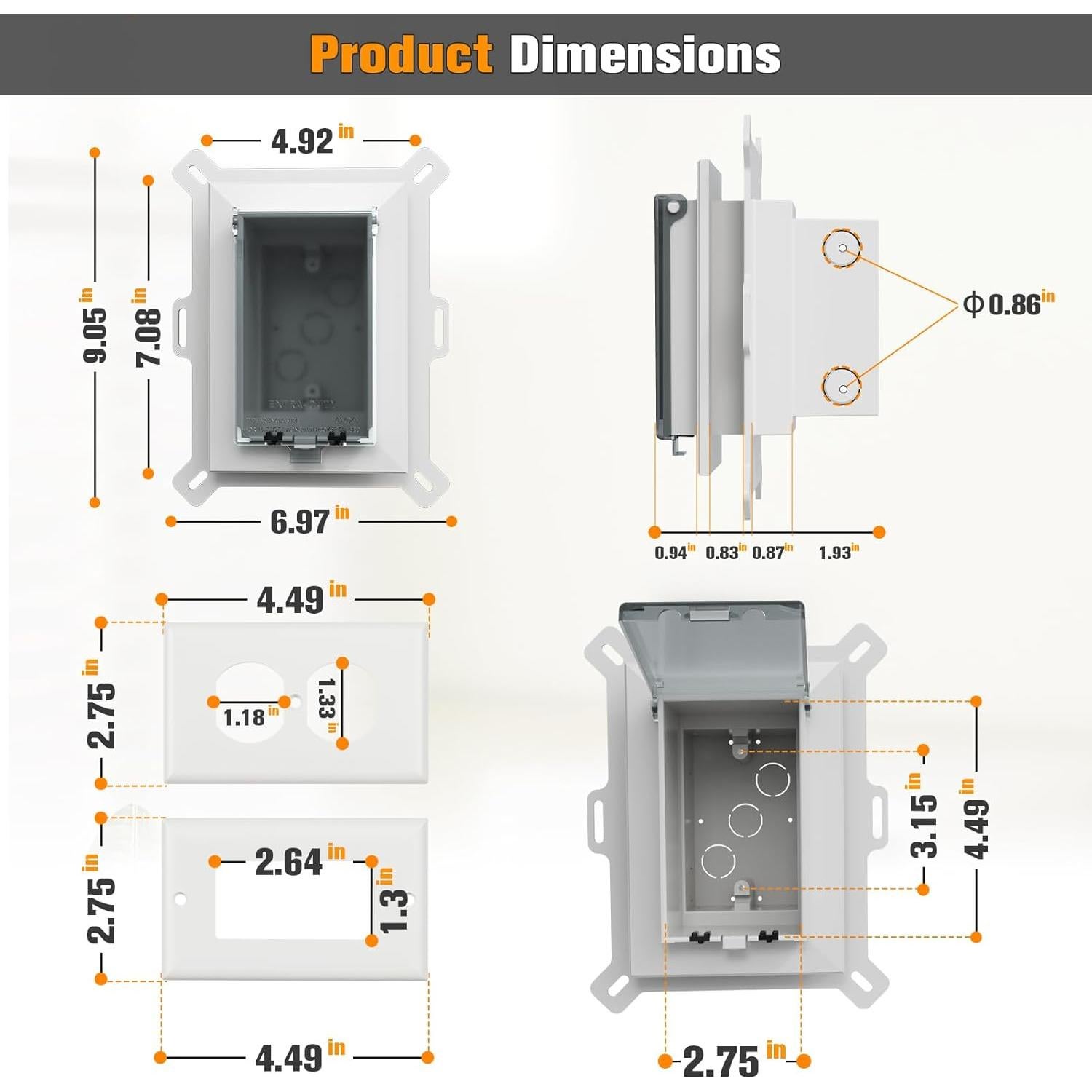 Caja de Salida Empotrada Dremica DBVS1C-1 Vertical 1-Gang