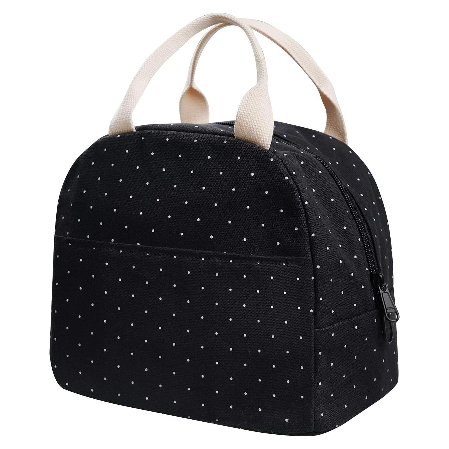 Bolsa de Almuerzo EurCross Negra con Lunares - 24x16x21 cm