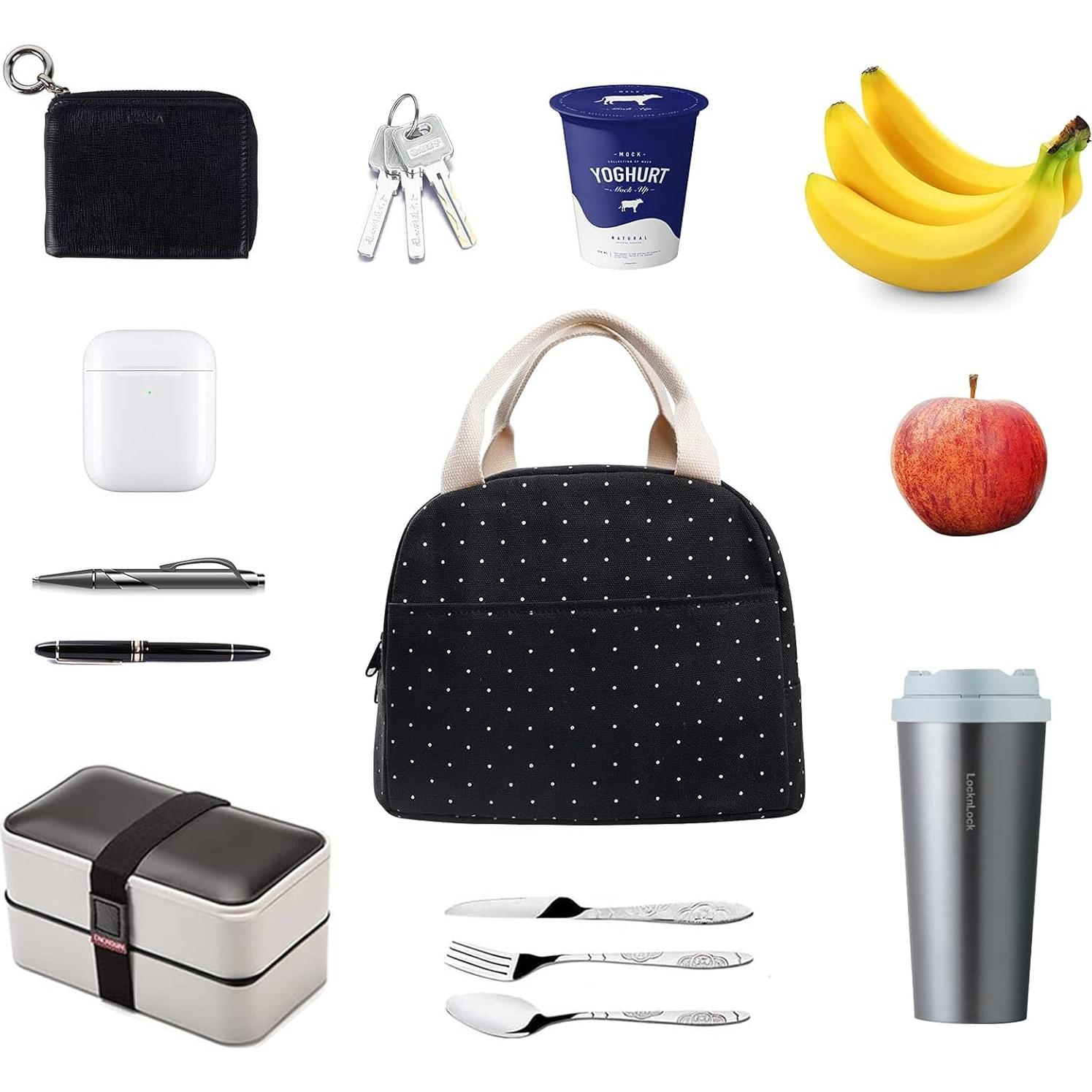 Bolsa de Almuerzo EurCross Negra con Lunares - 24x16x21 cm