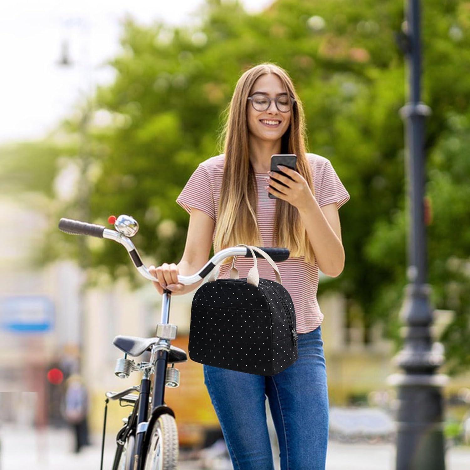 Bolsa de Almuerzo EurCross Negra con Lunares - 24x16x21 cm