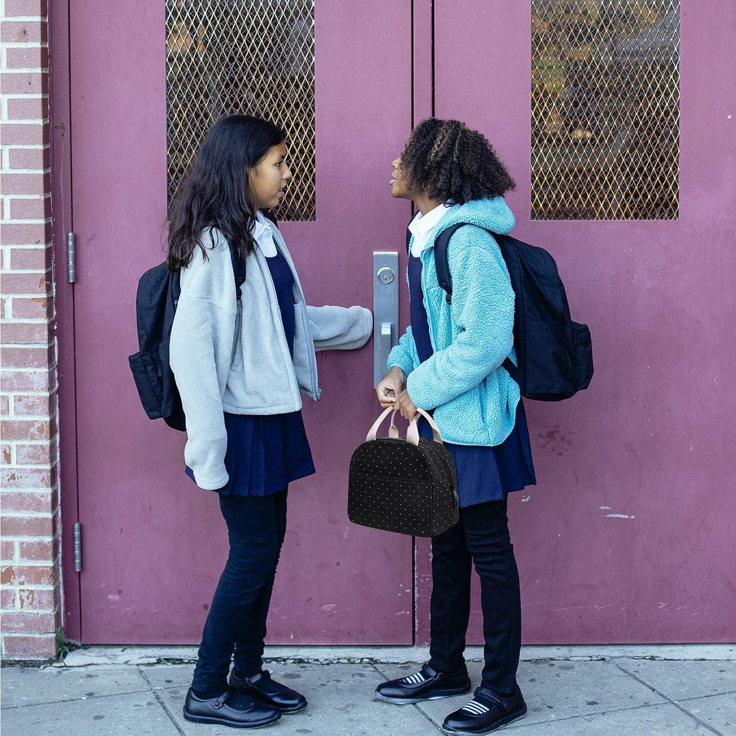 Bolsa de Almuerzo EurCross Negra con Lunares - 24x16x21 cm