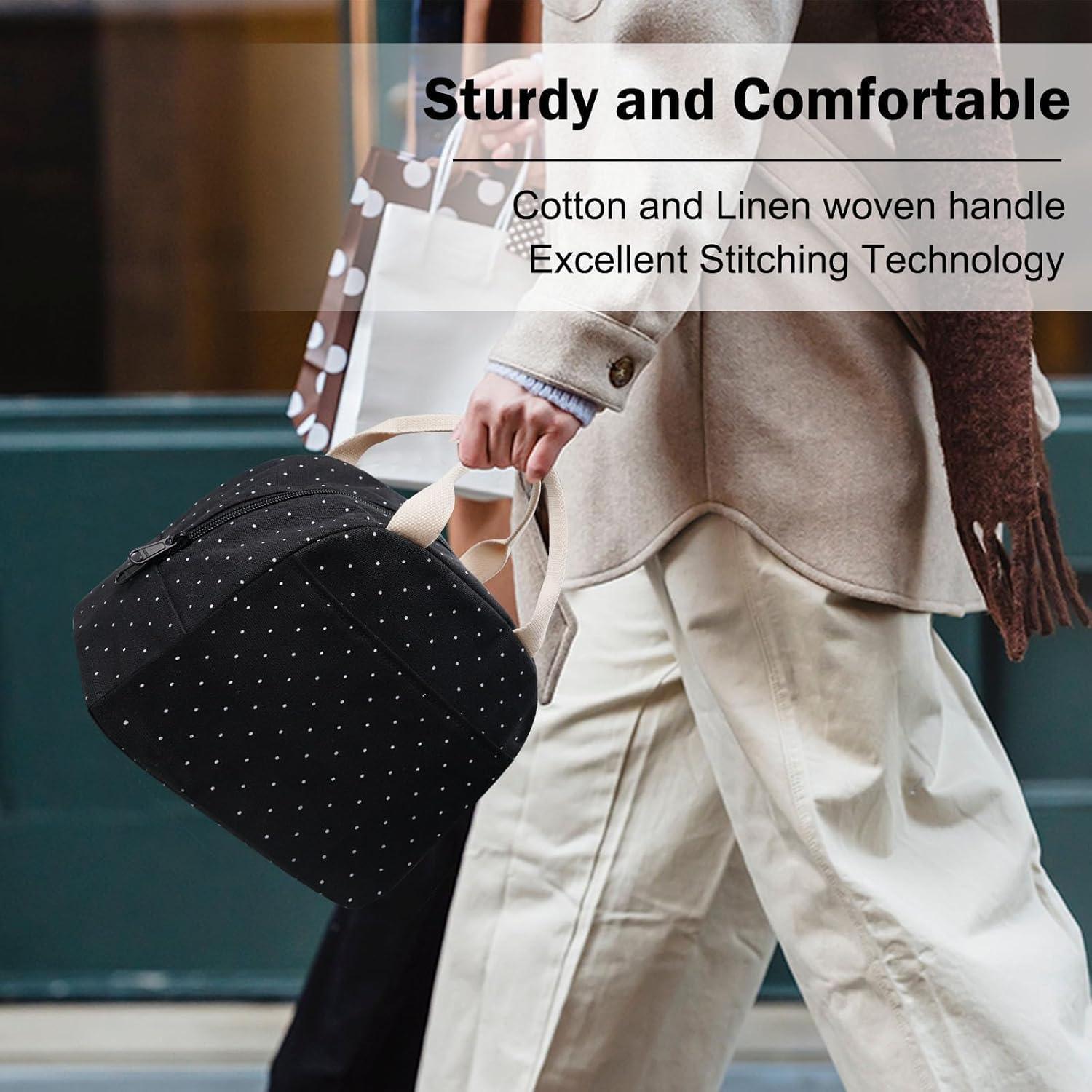 Bolsa de Almuerzo EurCross Negra con Lunares - 24x16x21 cm