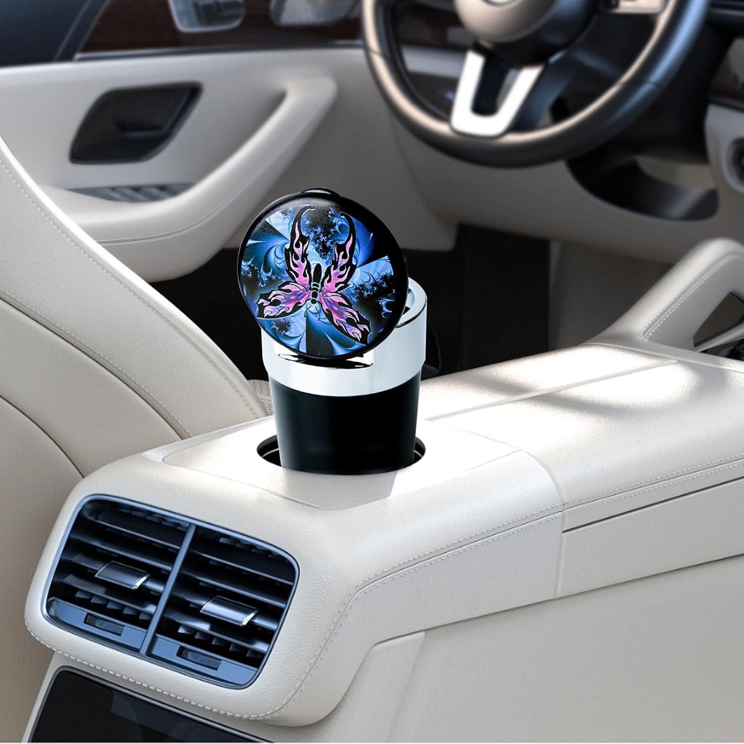 Basurero de coche MeiBoAll con tapa y luz LED azul, 0.13 kg