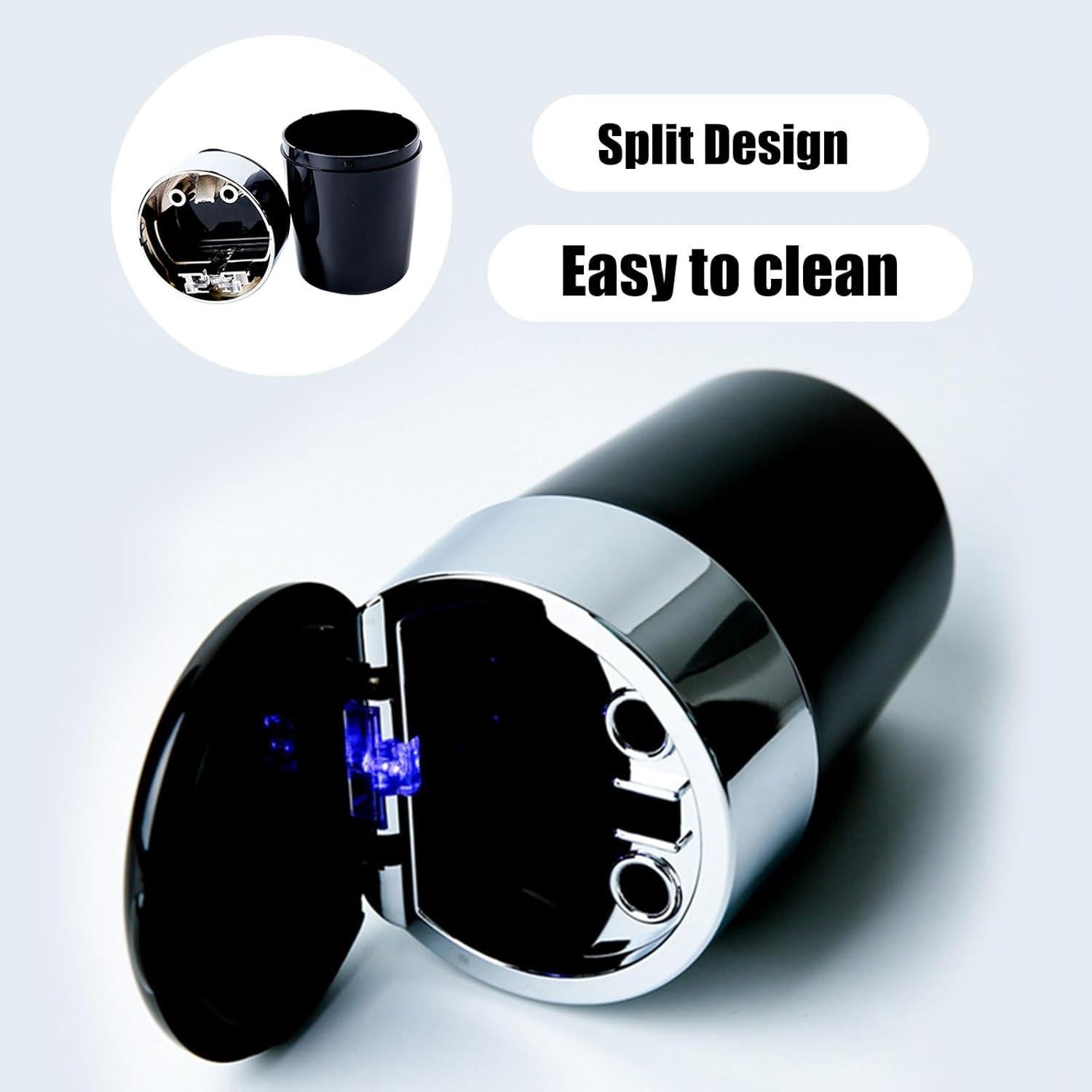 Basurero de coche MeiBoAll con tapa y luz LED azul, 0.13 kg