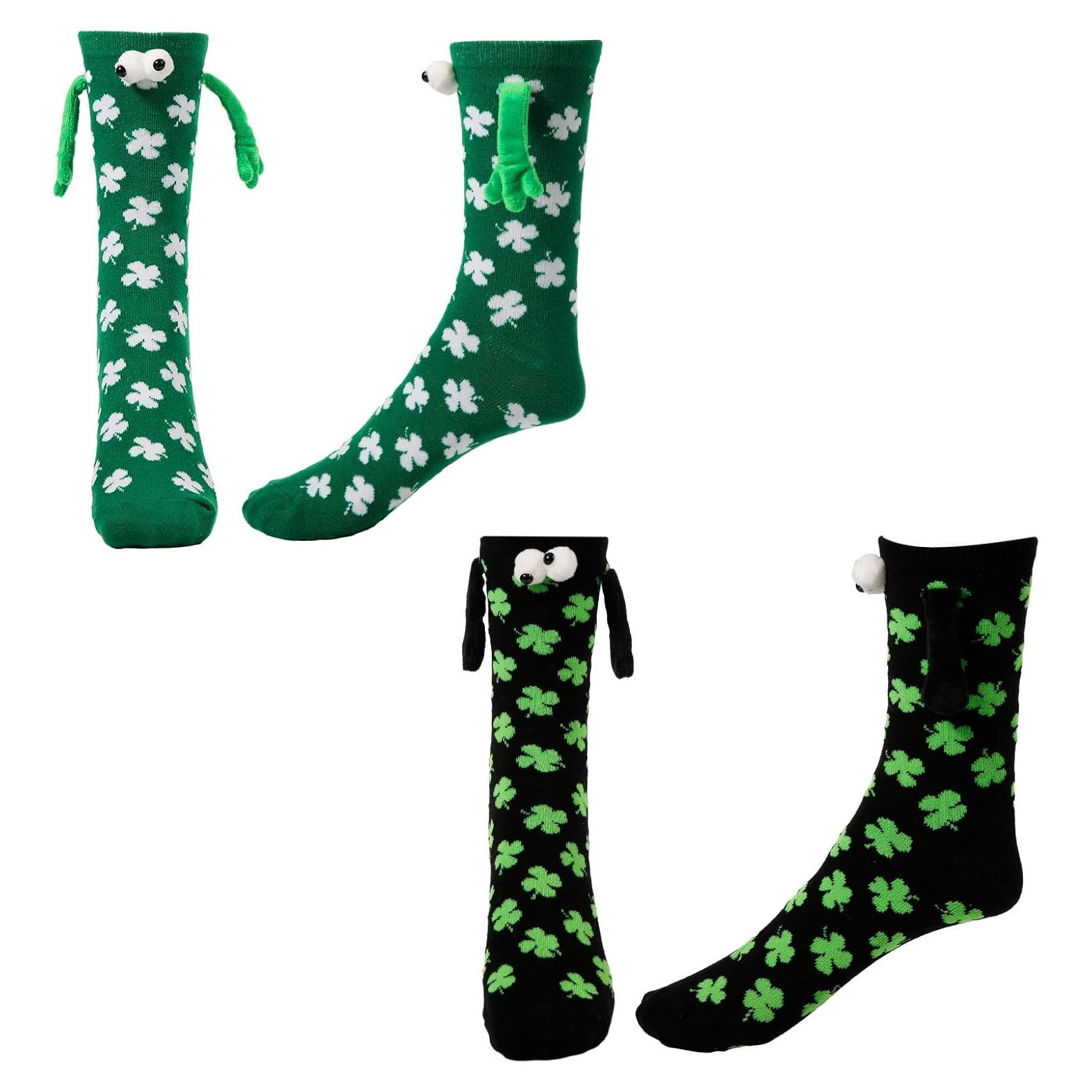 2 Pares de Calcetines Irlandeses XIHIRCD con Diseño de Trébol