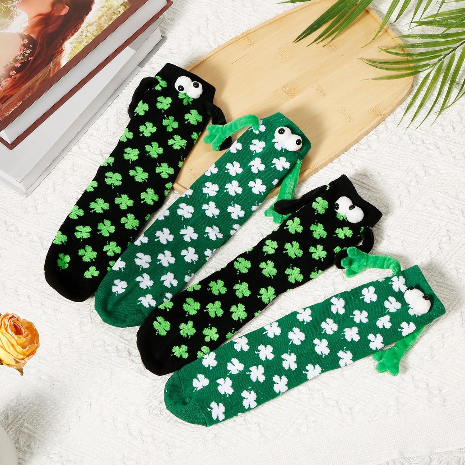 2 Pares de Calcetines Irlandeses XIHIRCD con Diseño de Trébol