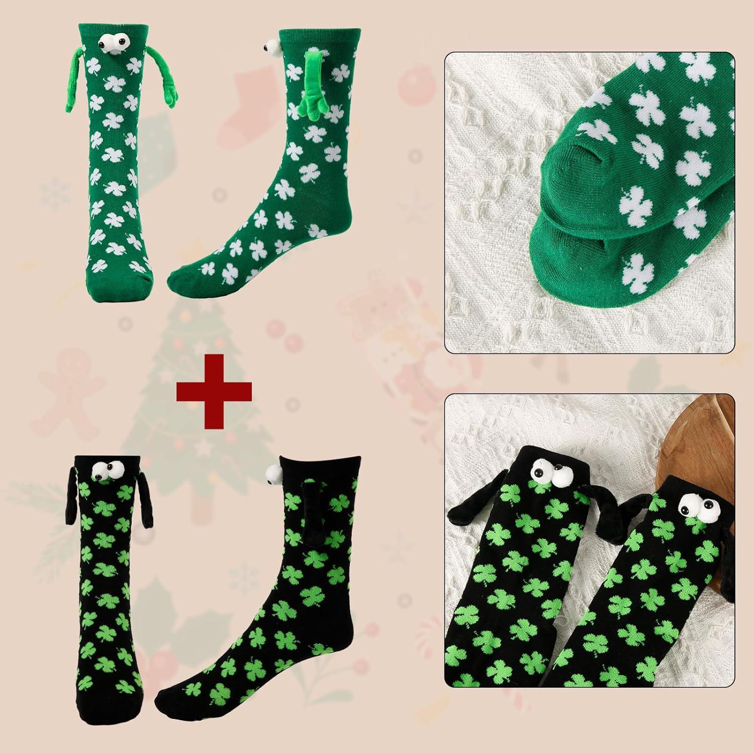 2 Pares de Calcetines Irlandeses XIHIRCD con Diseño de Trébol